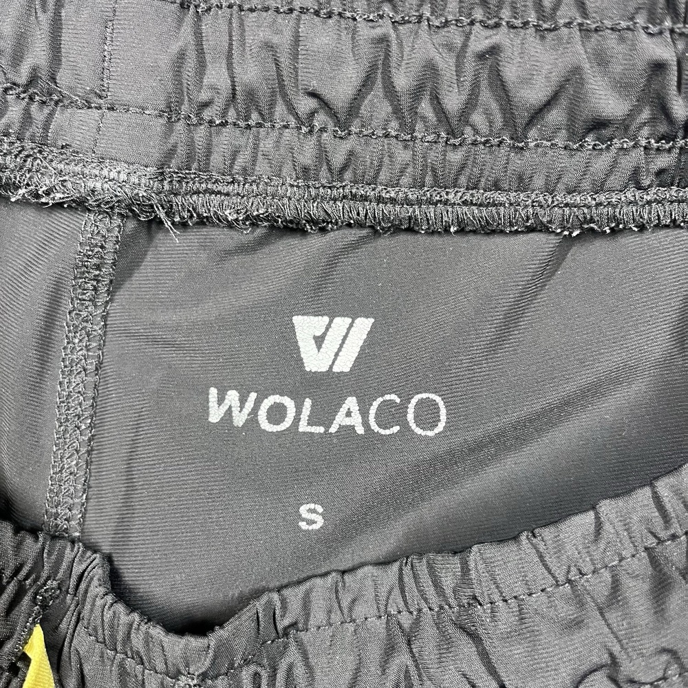 WOLACO Training Shorts Performance Mens Sz S Blac Yellow Drawstring Athletic Gym - Picture 6 of 12